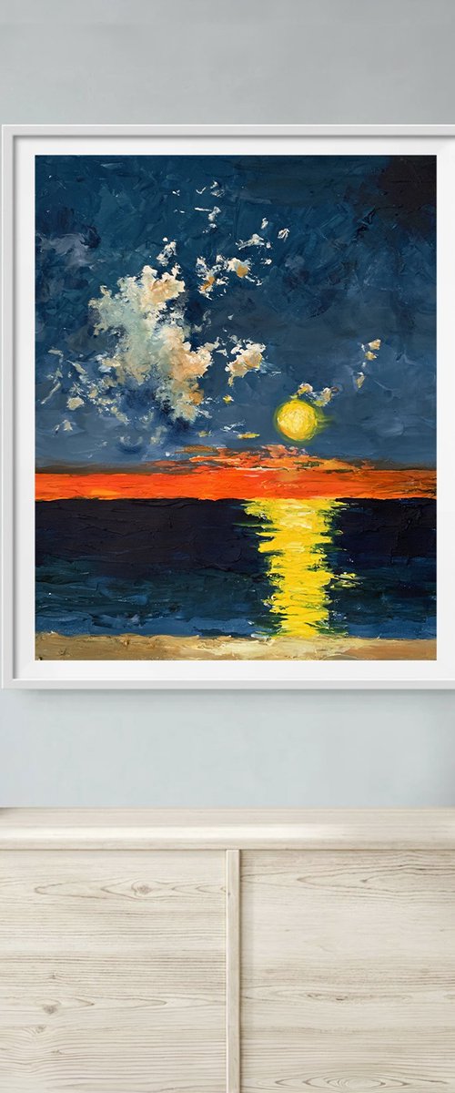 Golden Sunset Over Blue Water. by Vita Schagen