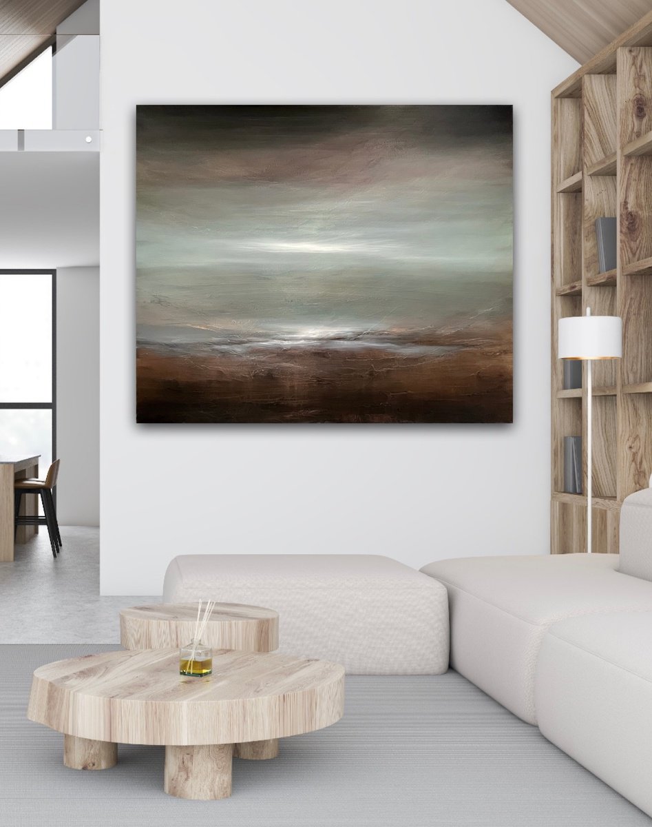 Expressive Landscape Oil Painting By Suzanne Williams, 47 X 39", Orbus, Original Artwork