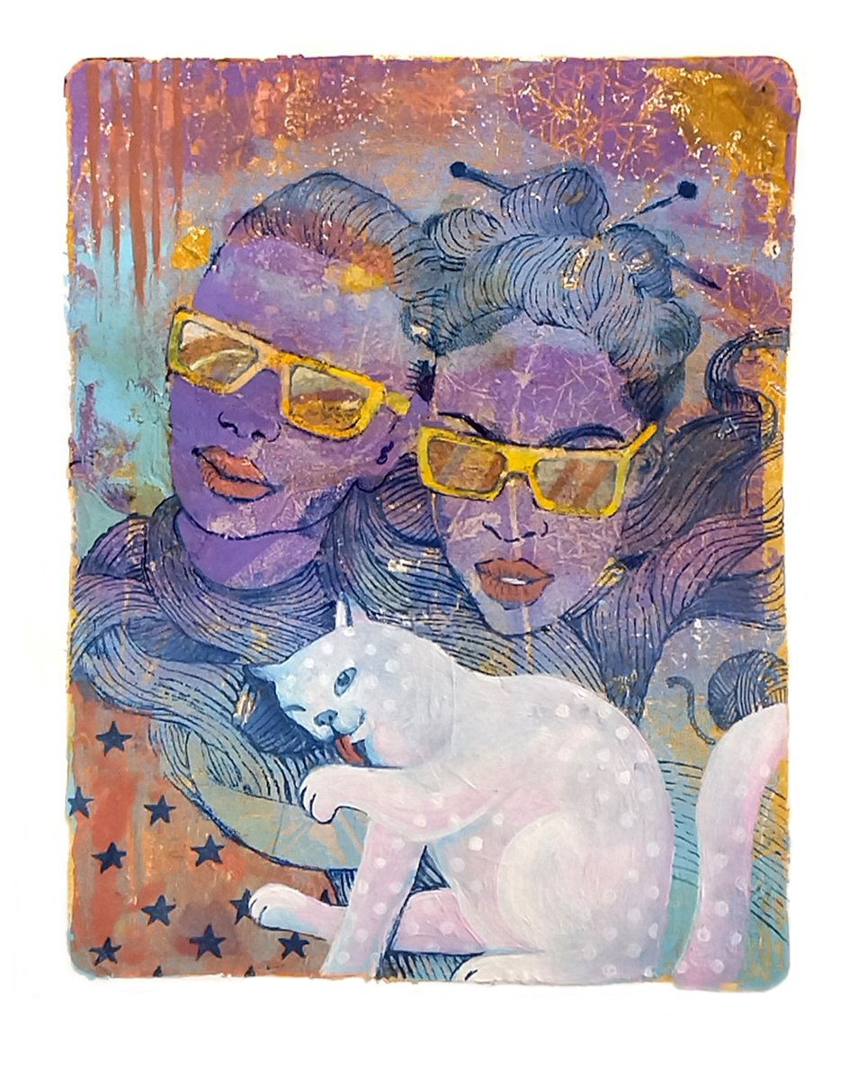 Selfie with a cat by Margot Raven