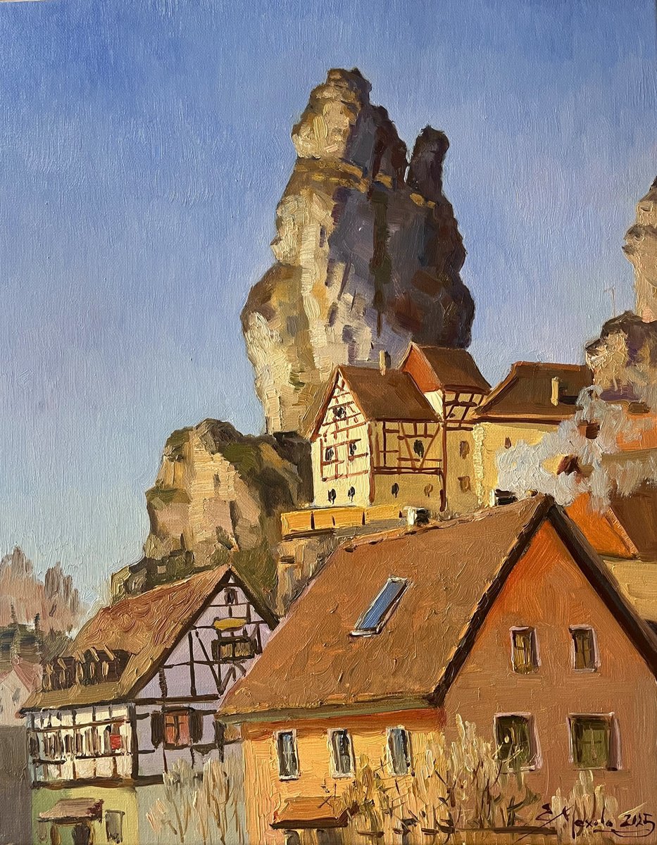 Impressionistic Landscape Oil Painting By Evgeniia Mekhova, 16 X 20, Bavarian Landscape, Original Artwork