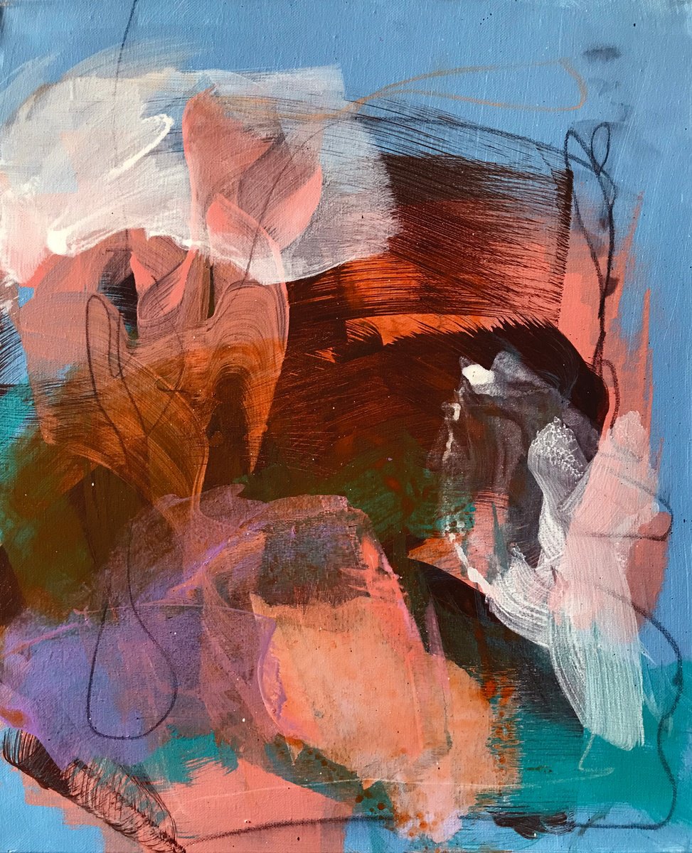 Organic Abstract Acrylic Painting By Kris Haas, 16 X 20", Something Else, Original Artwork