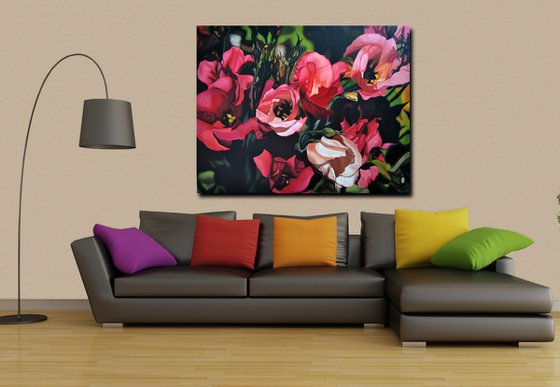 Roses  painting, Eustoma