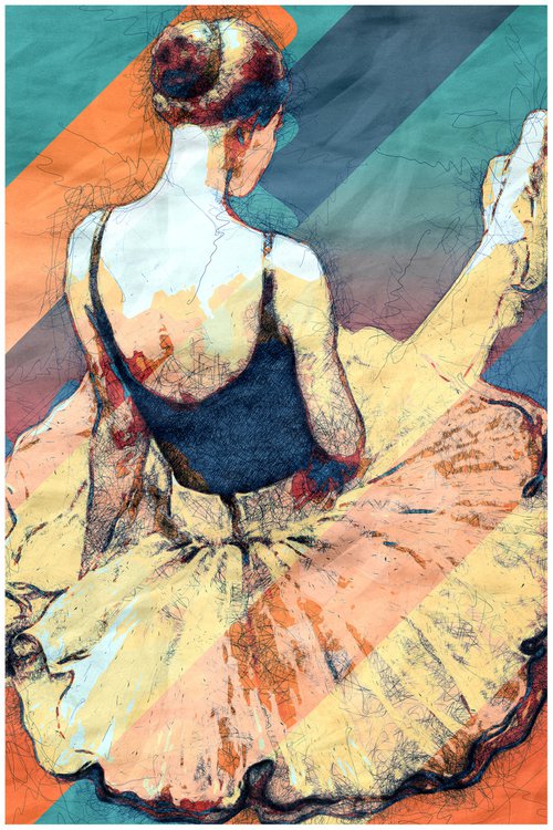 Ballerina 32  - Pop Art Modern Poster Stylised Art by Jakub DK - JAKUB D KRZEWNIAK