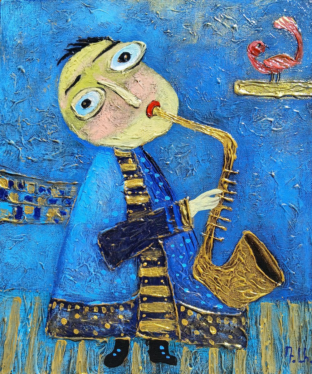 Abstract Portrait Oil Painting By Davit Arstamyan, 9 X 12, A Song For The Little Bird, Original Artwork