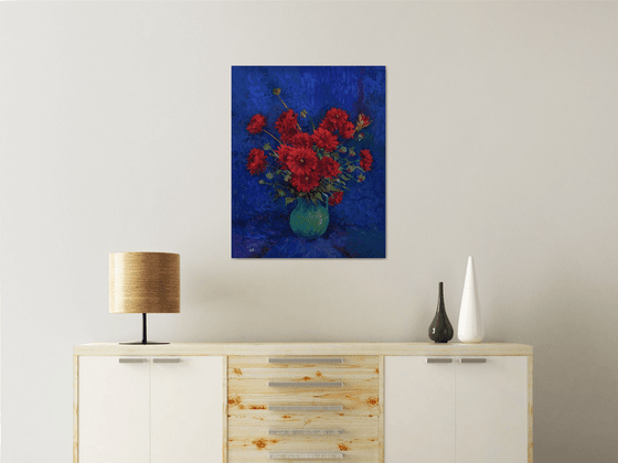 Red Georginas in a Vase