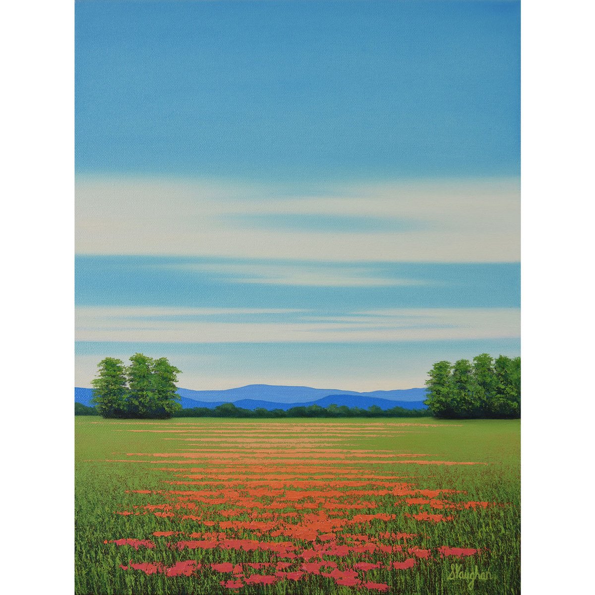 Impressionistic Landscape Oil Painting By Suzanne Vaughan, 12 X 16", Summertime Flower Field, Original Artwork