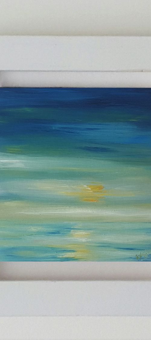 Hazy Morning Blues - Semi Abstract Sunrise seascape by Niki Purcell