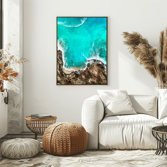 Ocean Resin Art on Wood