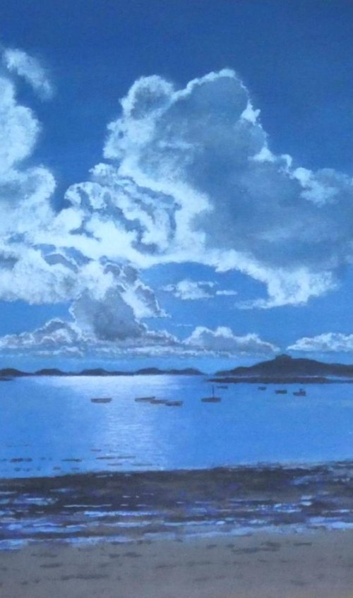 Moonlit harbour, St Mary's, Isles of Scilly by Tim Treagust