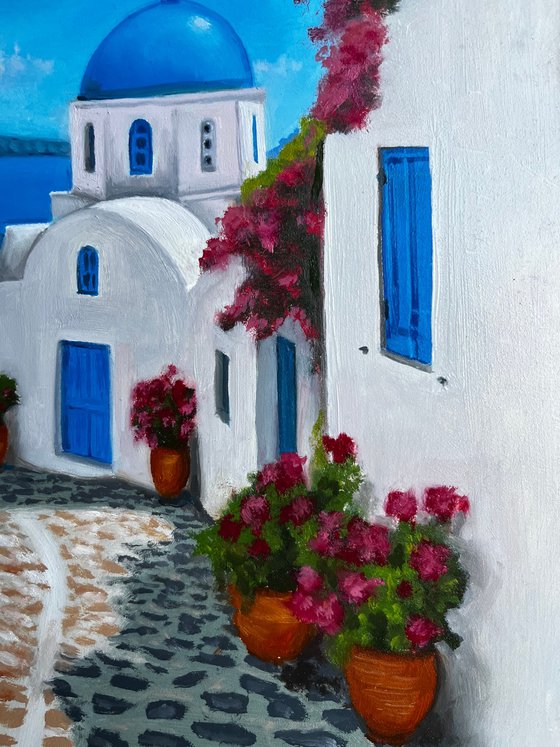 Santorini Light: Domes and Cerulean Blues