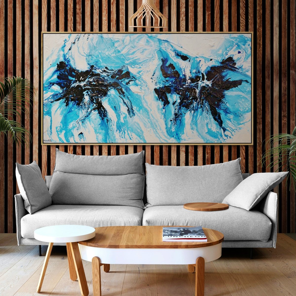 Midnight Ice 190cm x 100cm Textured Abstract Art by Franko
