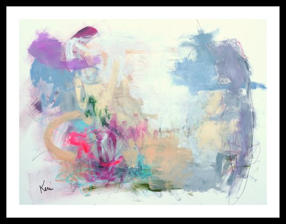 Serene But Wild 24x18" Loose, Intuitive Abstract Expressionist Painting on Paper