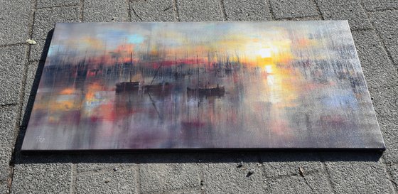 "Harbor of destroyed dreams - The sound of Ashes" W 120 x H 60 cm