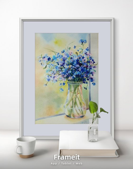 Bouquet of blue flowers