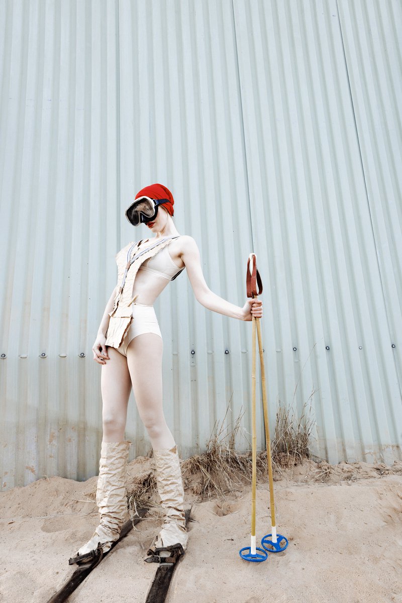 Surrealistic Portrait Photograph By Tabita Pietsch, 16 X 22", Ski On Sand, Original Artwork