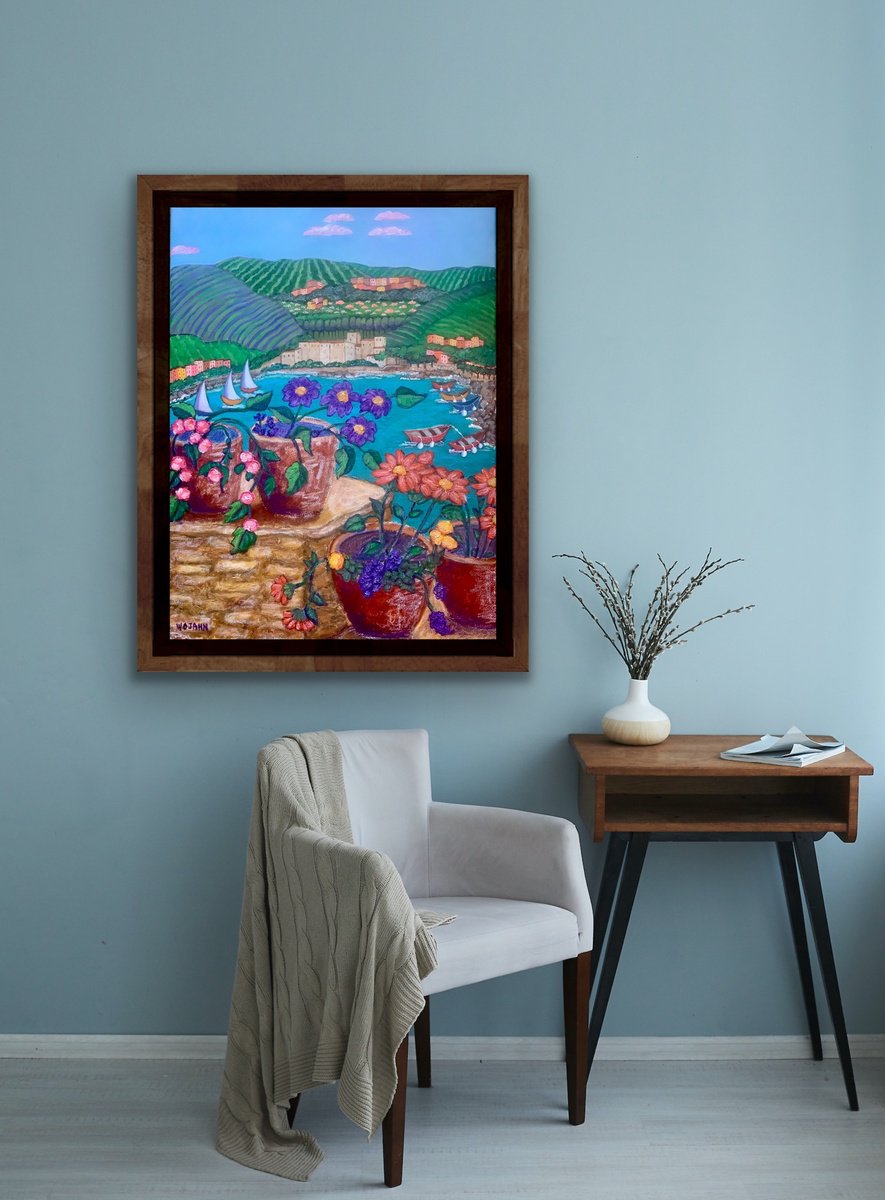 Naive Landscape Painting By Holly Wojahn, 18 X 24, Henri