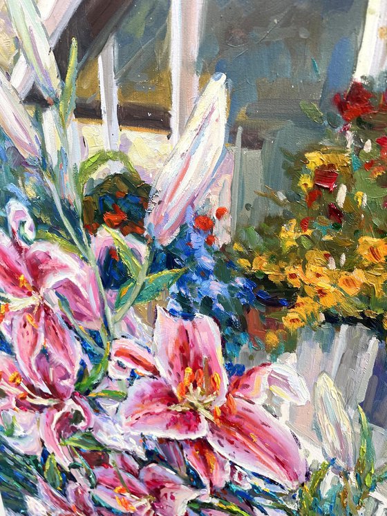 " Bush of Red lilies  "