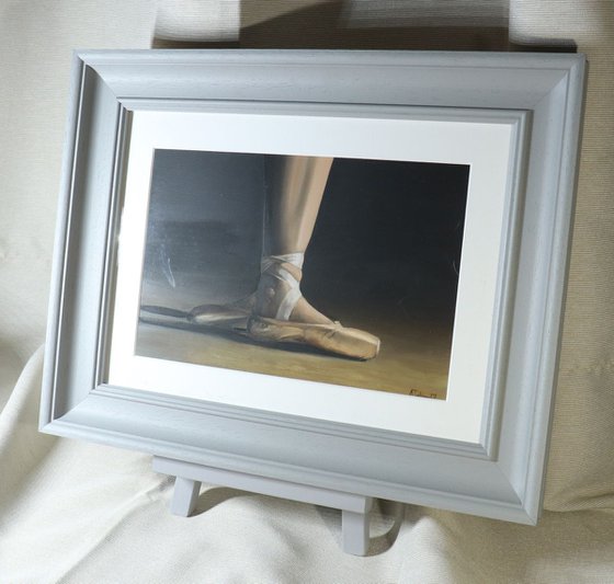 Ballet Positions , Figurative Oil Painting, Ballerina Feet, Dance, Framed and Ready to Hang