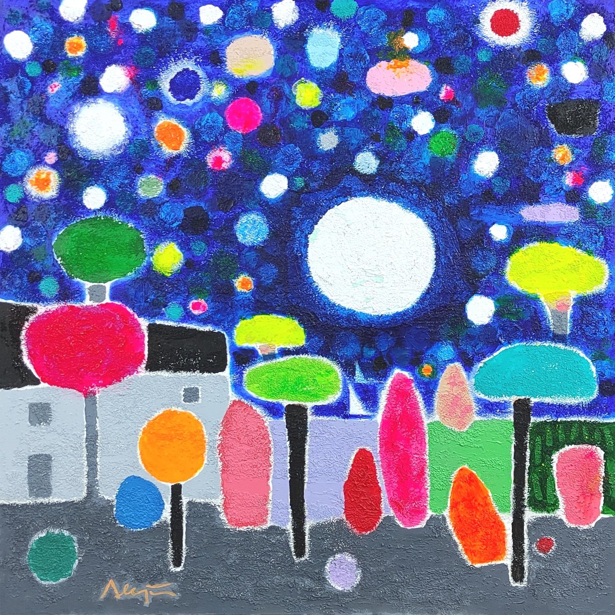  Starry Night By Alejos, 39 X 39, Artwork For Sale On Artfinder