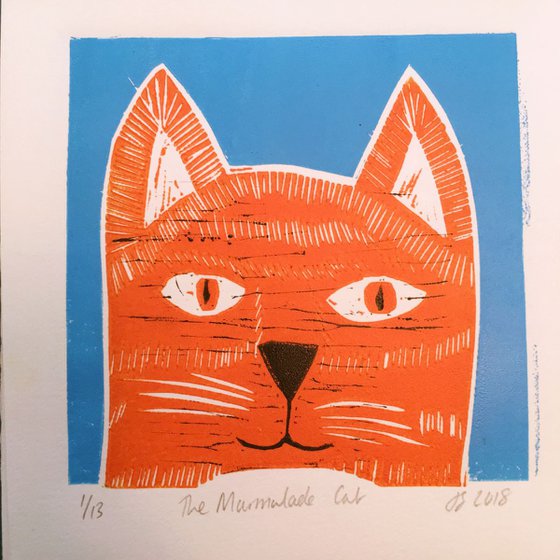 MARMALADE CAT - Unmounted, linocut print