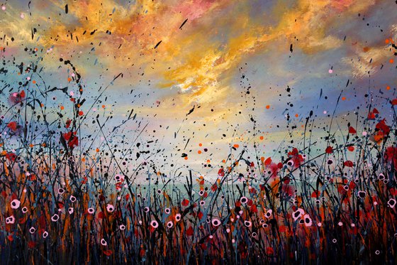 In The Fullness Of Time   - Super sized original abstract floral landscape