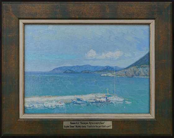 Cloudy. Yachts in the Bali port