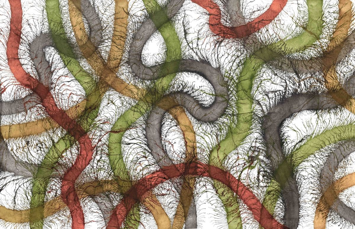 Abstract Acrylic Painting By Sumit Mehndiratta, 70 X 44", Exploflora Series No. 35, Original Artwork