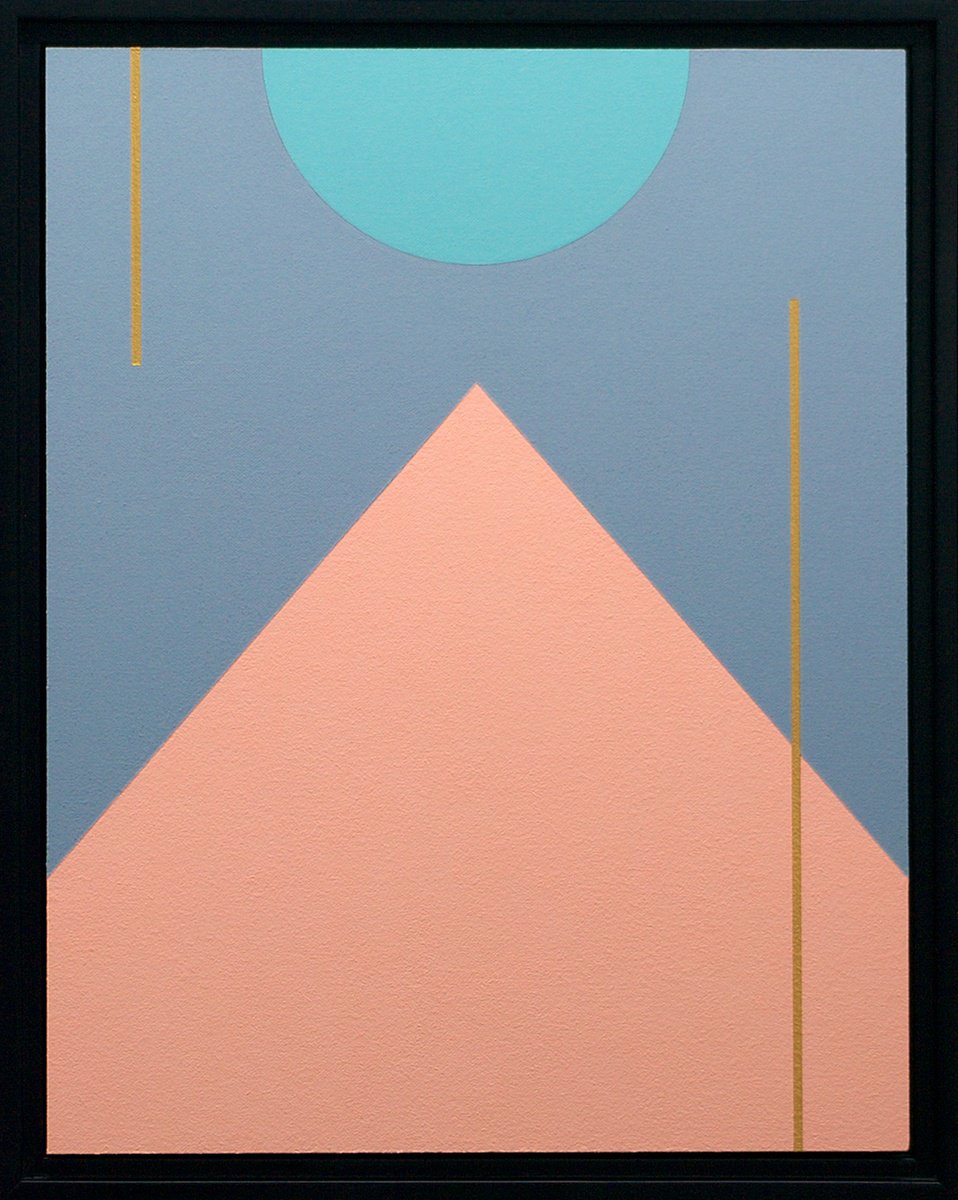 Geometric Abstract Acrylic Painting By Rich Moyers, 16 X 20", Retro, Original Artwork