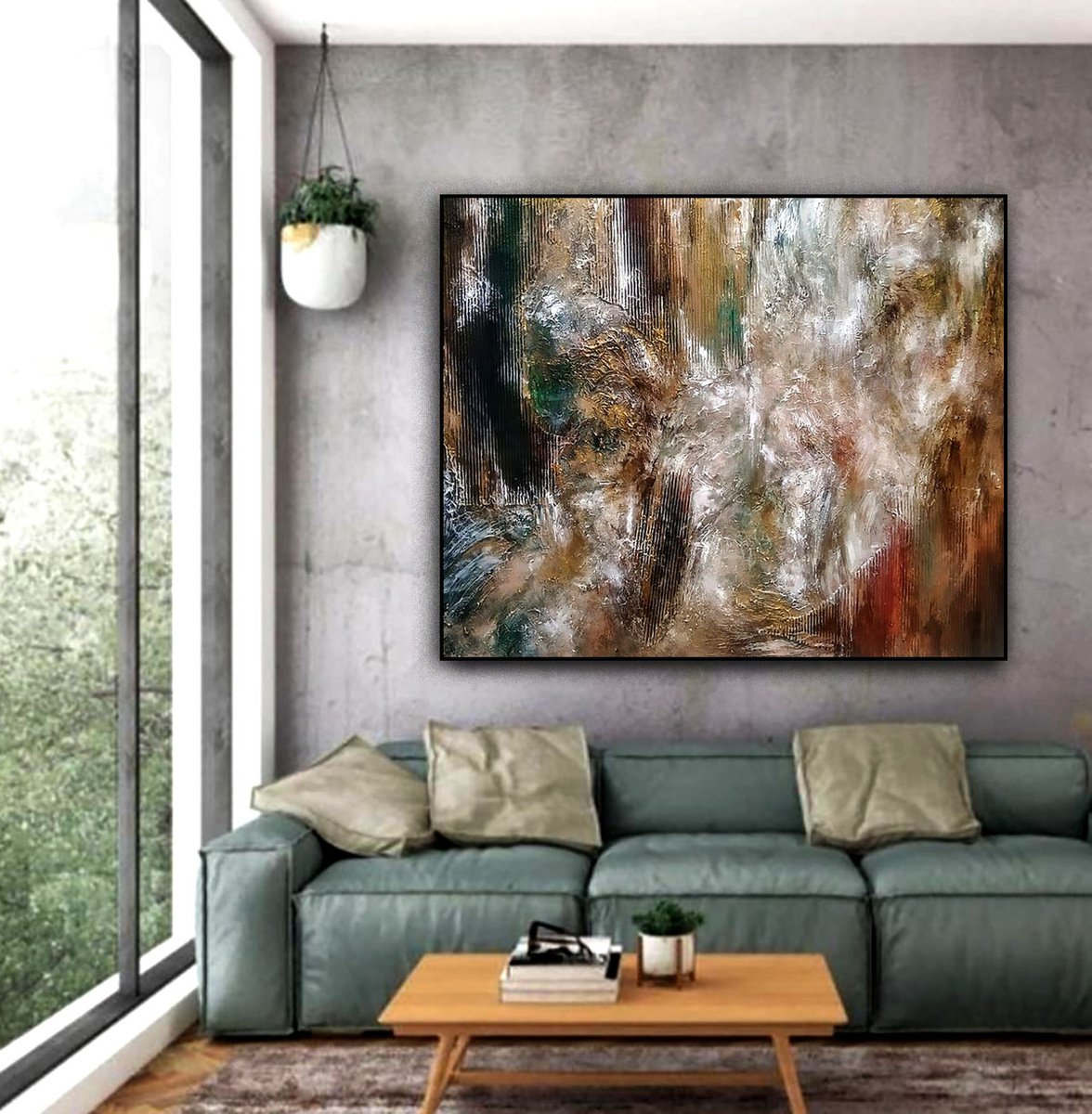 Halkidiki 120x100cm Abstract Textured Painting by Alexandra Petropoulou