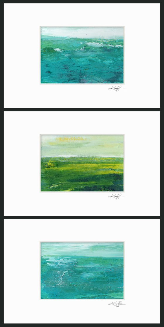 Mystical Land Collection 6 - 3 Textural Landscape Seascape Paintings by Kathy Morton Stanion