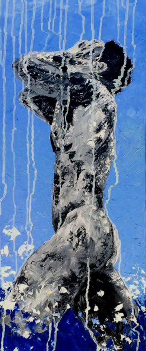 Male nude blue by Inna Montano