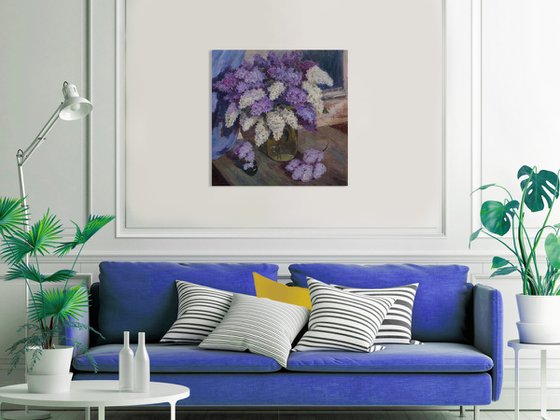 The Night Lilacs - Lilac painting