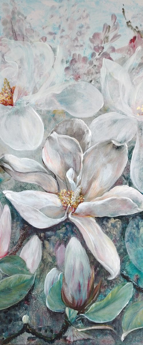 "The Magnolia for my dear friends". Original. by Elena Pertceva