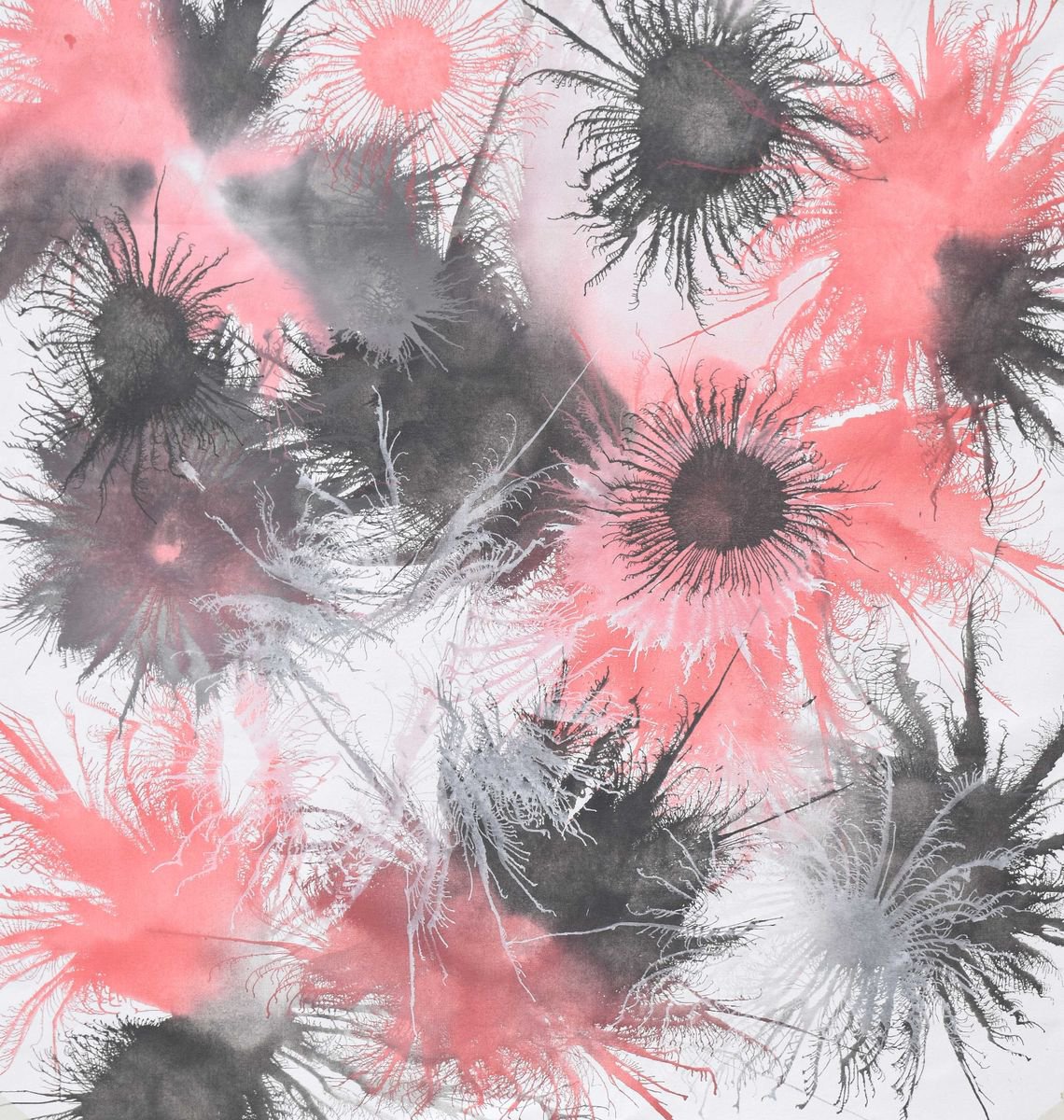 Abstract Acrylic Painting By Sumit Mehndiratta, 43 X 46", Exploflora Series No. 13, Original Artwork