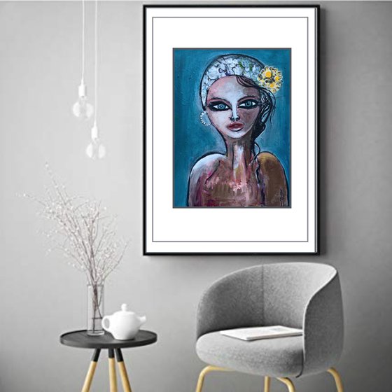 Portrait of Woman Wall Art Hanging, Beautiful Elegance Home Decor, Artfinder Gift Ideas, Art on Canvas, Original Art