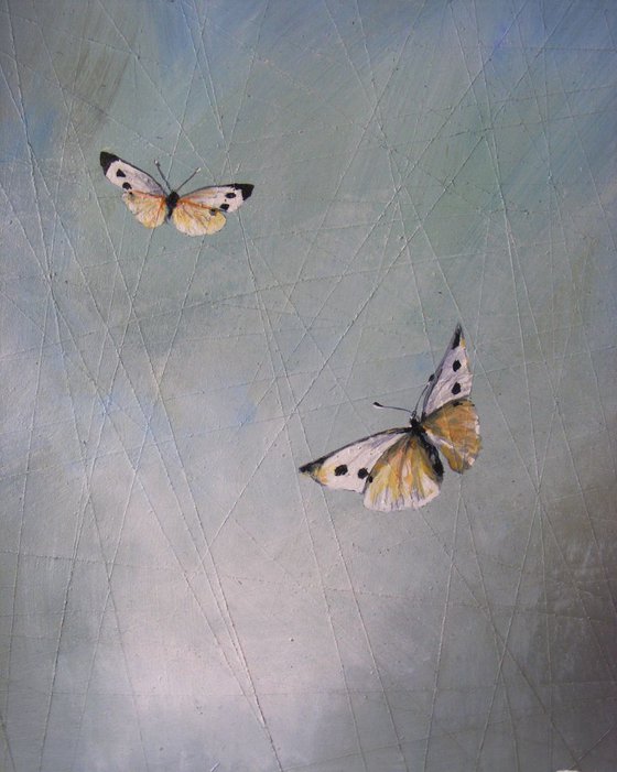 106x100cm LARGE FORMAT "Keep pace with White Butterflies"