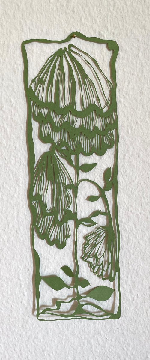 Green flowers paper art by ESylvia