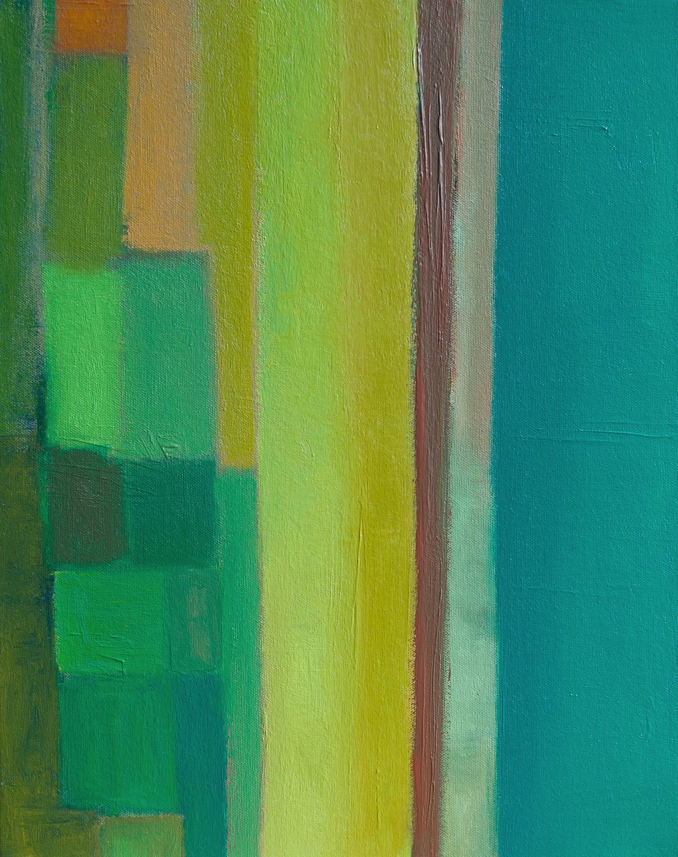 Abstract Landscape Oil Painting By Thomas Hjelm, 17 X 21", Coast Of Sheltered Fields, Original Artwork