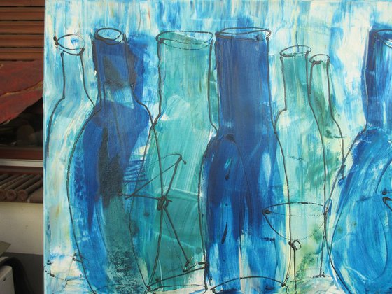wild blue bottle party xl Oilpainting  27,5 x 39,4inch