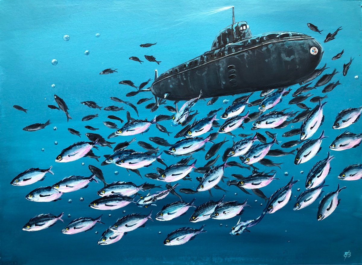 Animal Drawing By Lena Smirnova, 15 X 11", Big Fish, Original Artwork