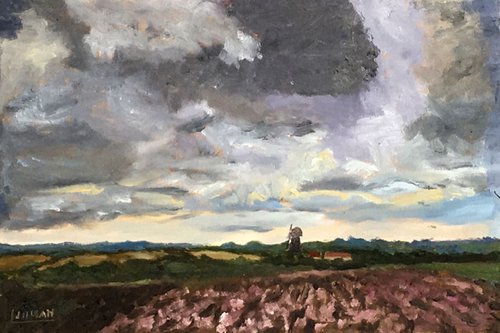 Storm clouds over Sarre Windmill, Kent by Julian Lovegrove Art