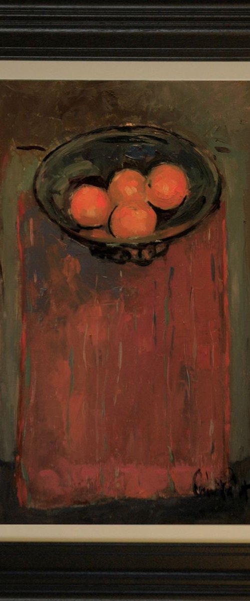 Oranges on Red Cloth by Andre Pallat