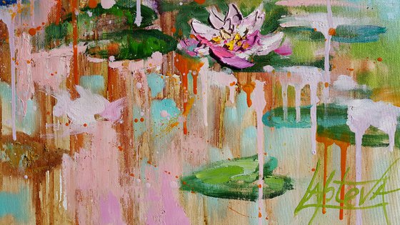 Water Lilies - Morning at the Pond, painting landscape