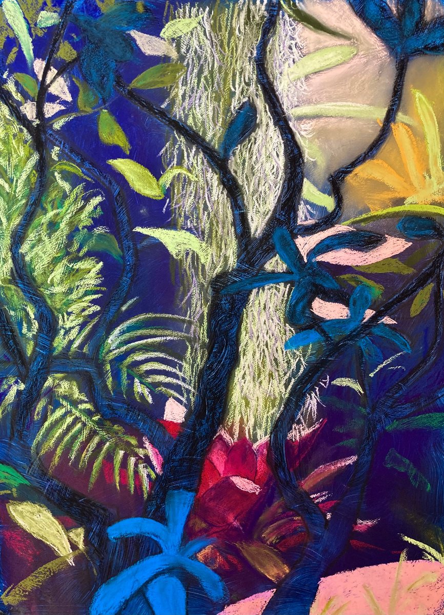 Impressionistic Botanical Pastel Drawing By John Cottee, 22 X 30, In The Garden, Original Artwork