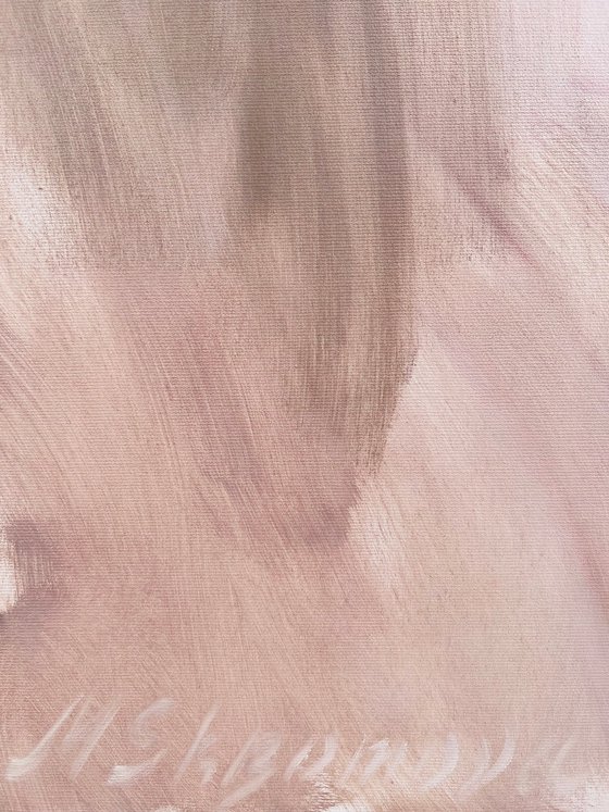 Beige modern flower painting.