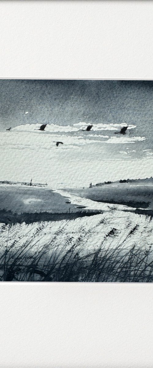 Water fowl over marshes by Teresa Tanner