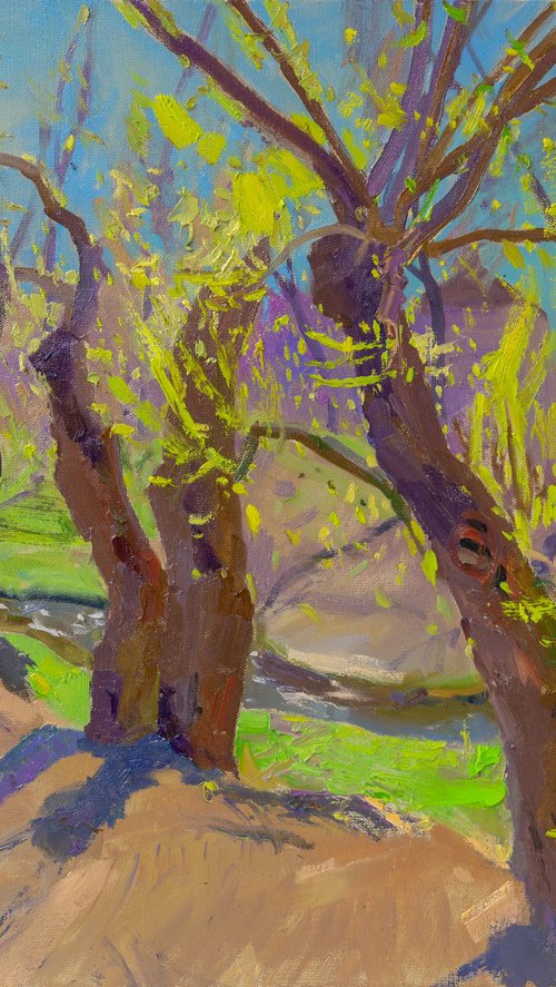 Willows near the river by Victor Onyshchenko