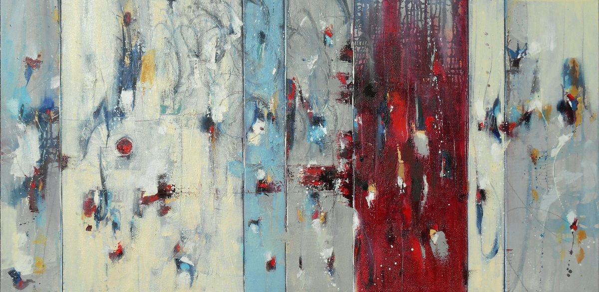 There is Another Sky- Abstract Art - 24 x 48 IN / 61 x 122 CM - Large Abstract Oil Paintin... by Cynthia Ligeros Abstract Artist