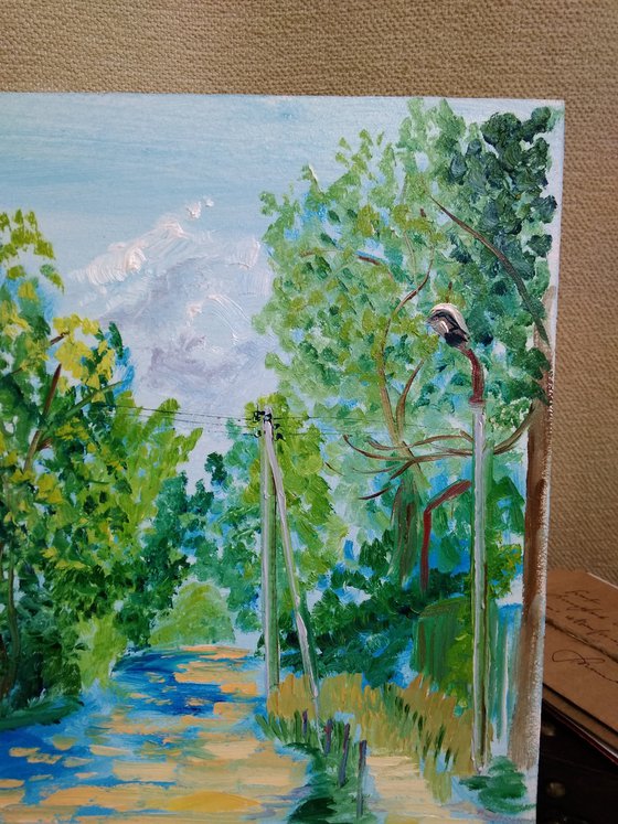Sunny trail. Pleinair painting