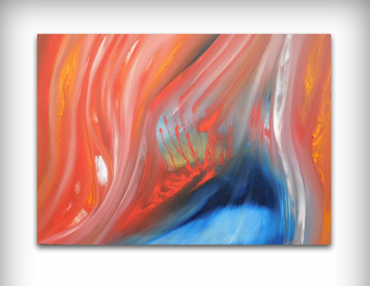 Flares up - 70x50 cm, Original abstract painting, oil on canvas by Davide De Palma